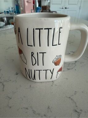 Rae Dunn White 'A Little Bit Nutty' Mug with Brown Accents